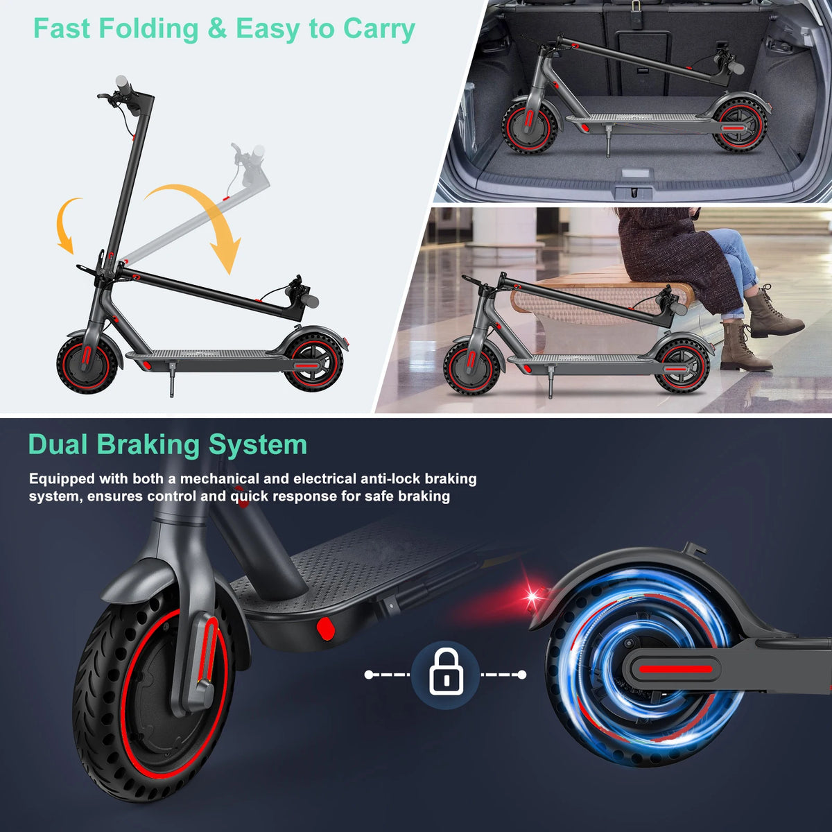 Lightweight Foldable Electric Scooter D8 Pro Portable Dual Brake Commuter