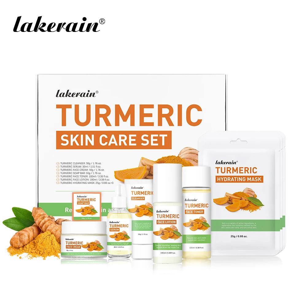 Lakerain Brightening Turmeric Skincare Cleanser Toner Serum And Cream Set