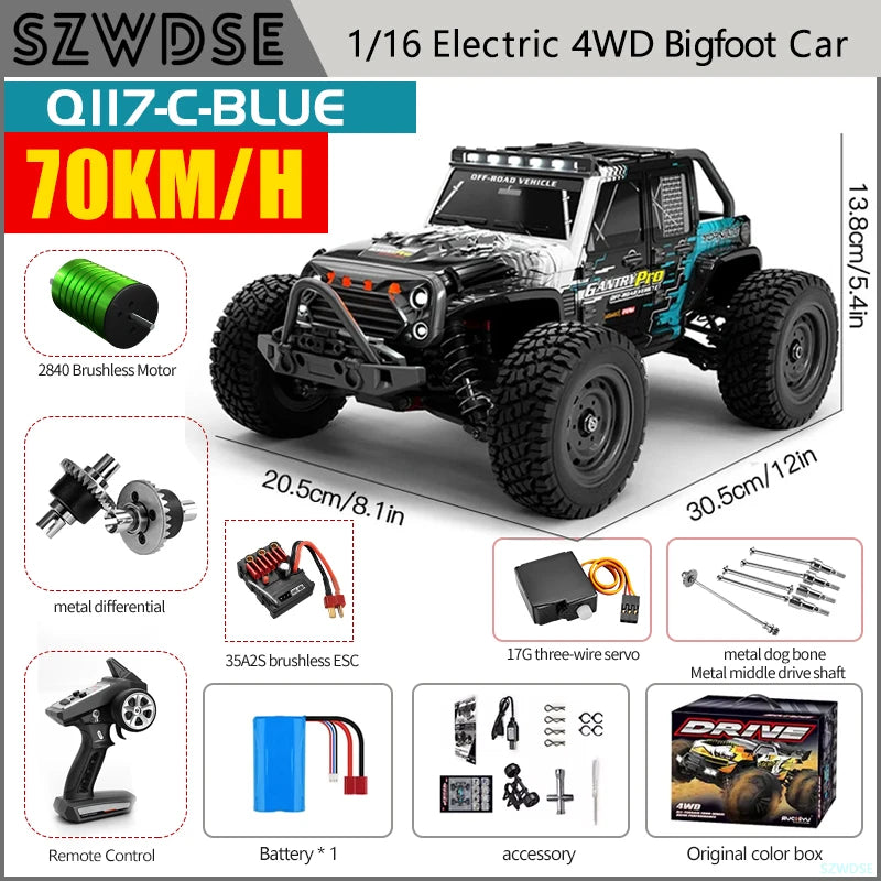 WLtoys Q117 Brushless 4WD RC Dirt Bike LED Headlights