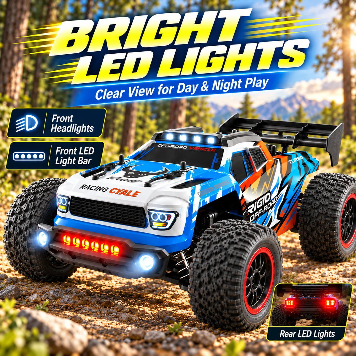 Znlyrion High Speed Brushless RC Truck With LED Headlights