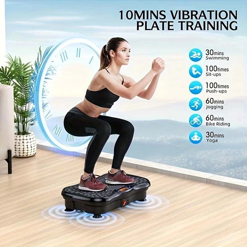 BZEQ Compact Vibration Exercise Platform With Resistance Bands
