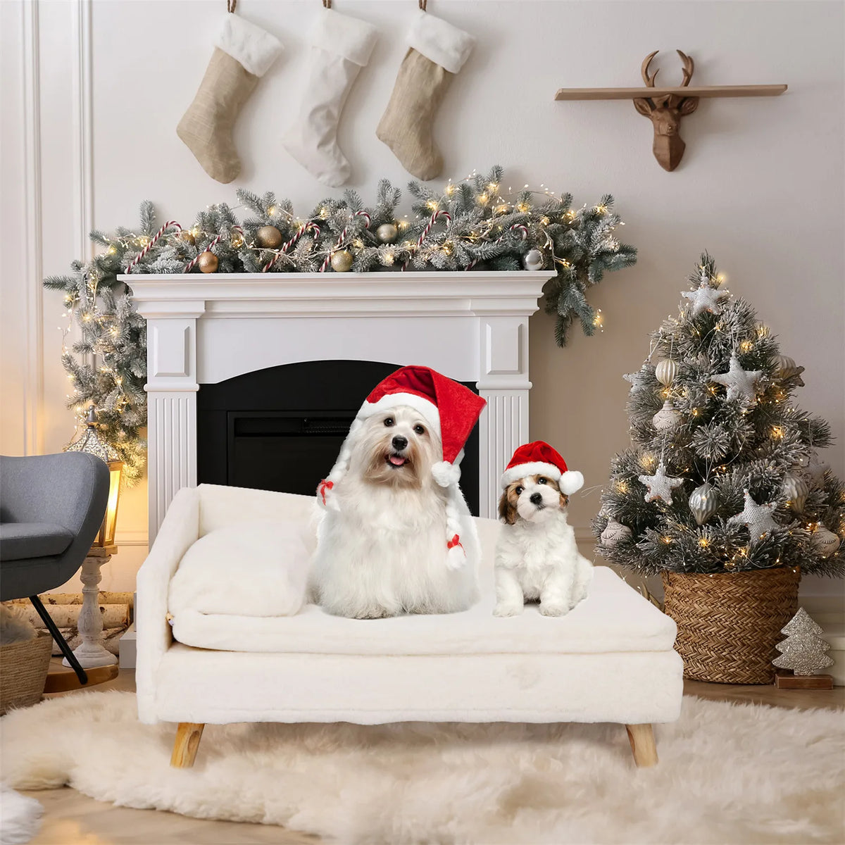 Bingopaw Raised Waterproof Pet Sofa Plush Cushion Elevated Design