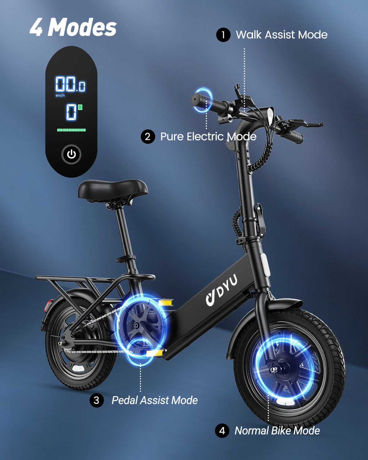 DYU Folding Electric Bicycle With High Performance 500W Motor