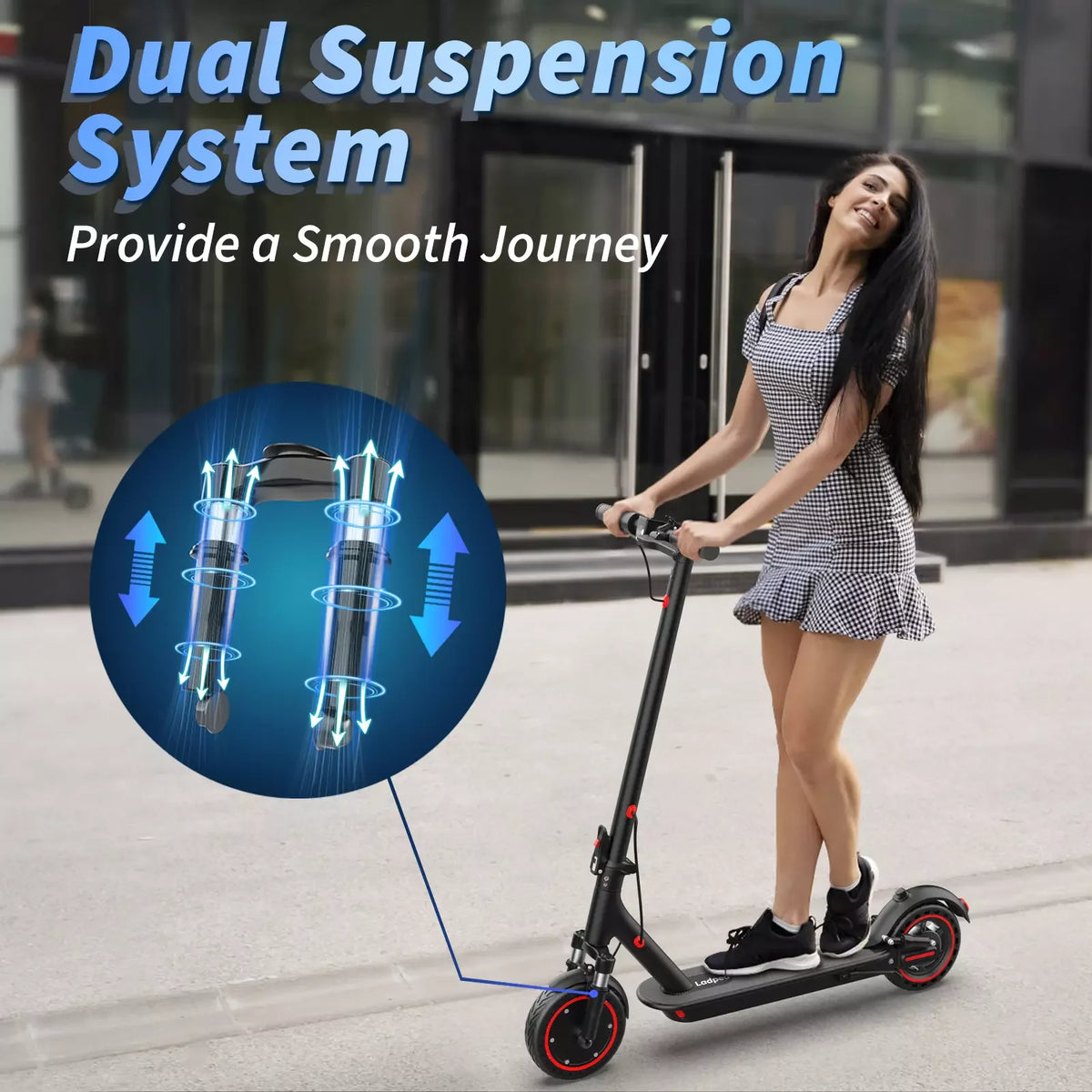 LADPED LP07 350W Electric Scooter 19mph App Control Dual Suspension