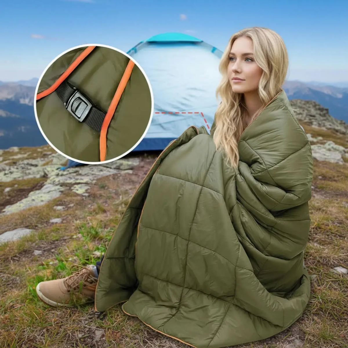 Outdoor Lightweight Down Alternative Puffy Camping Blanket For Hiking