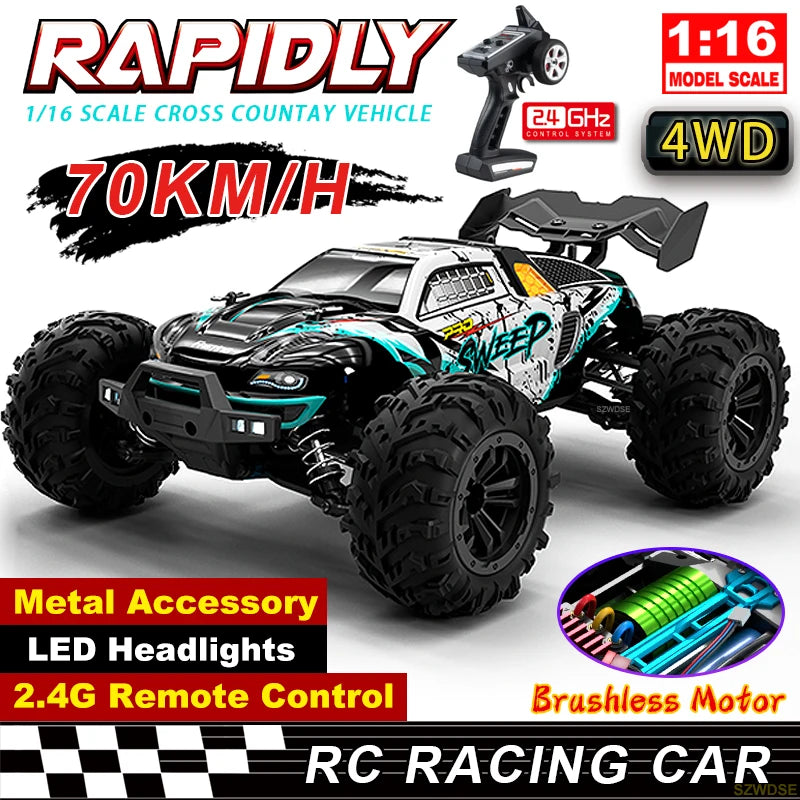 WLtoys Q117 Brushless 4WD RC Dirt Bike LED Headlights