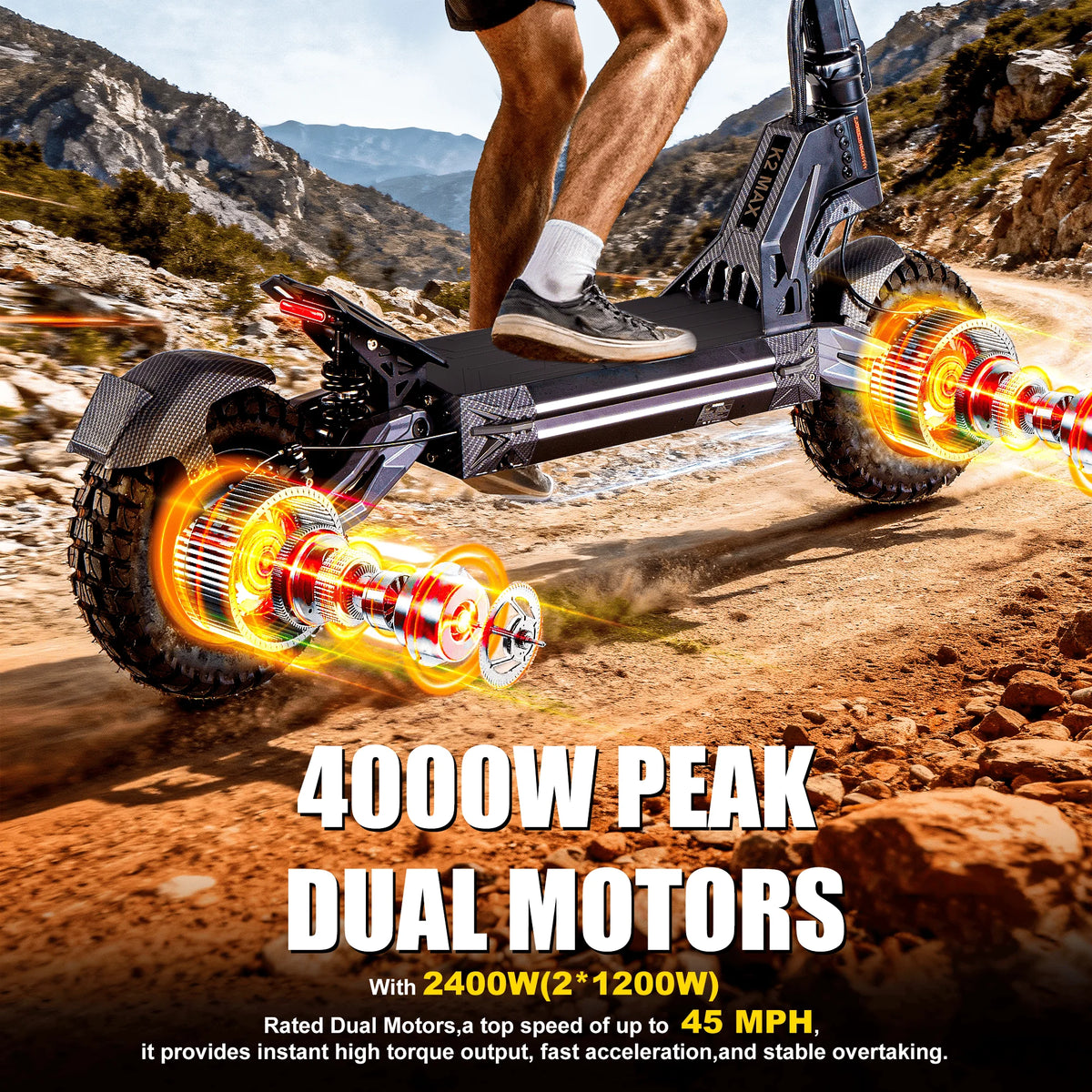 EOEOTWO Dual 4000W Electric Scooter 45MPH Offroad Foldable Adult