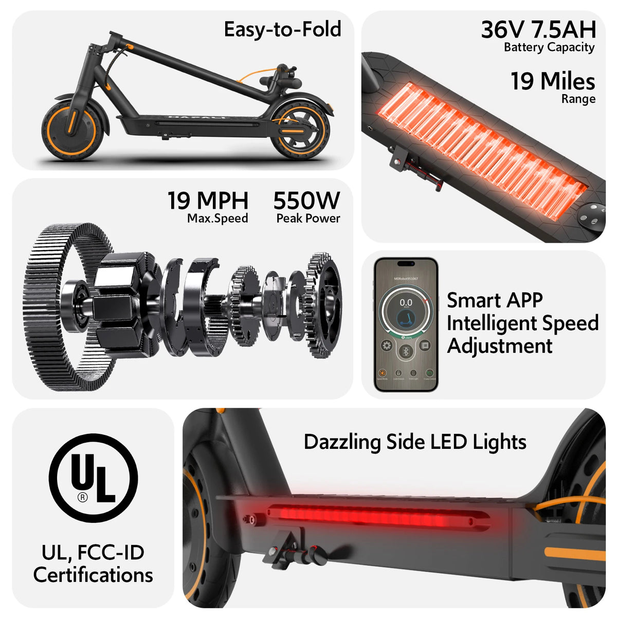 Osboo Foldable Electric Scooter For Adults With App Control