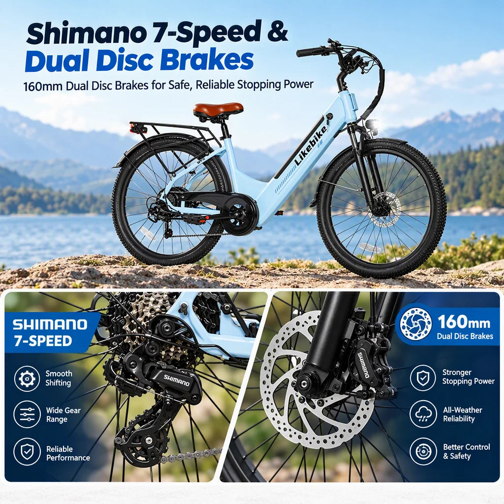 Adults Commuter Electric Bike With Removable Battery And Shimano Gears