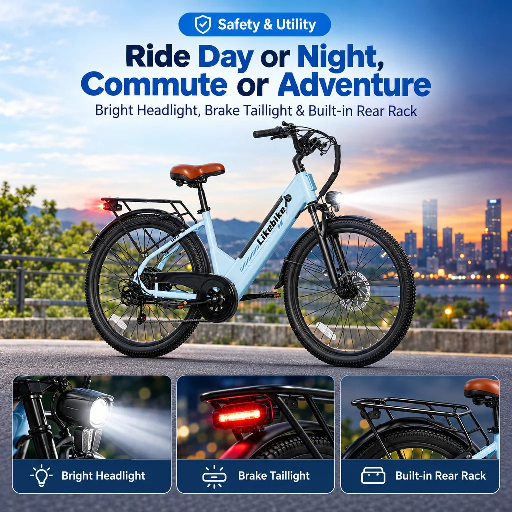 Adults Commuter Electric Bike With Removable Battery And Shimano Gears