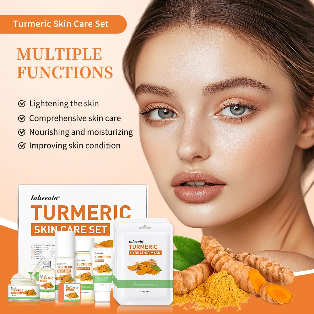 Lakerain Brightening Turmeric Skincare Cleanser Toner Serum And Cream Set
