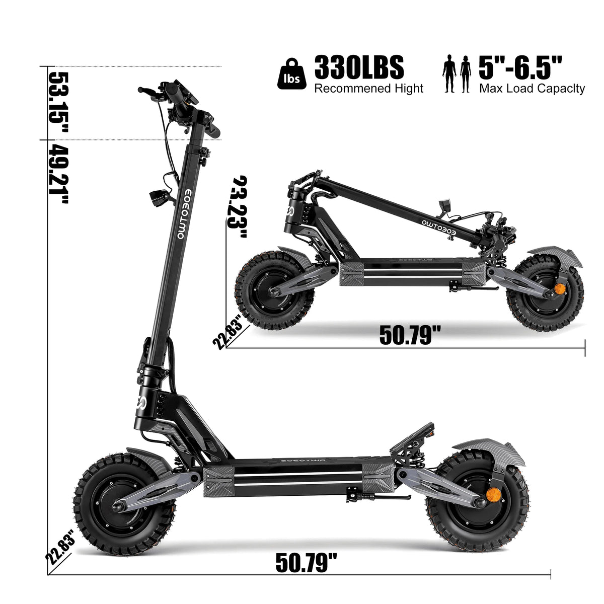 EOEOTWO Dual 4000W Electric Scooter 45MPH Offroad Foldable Adult