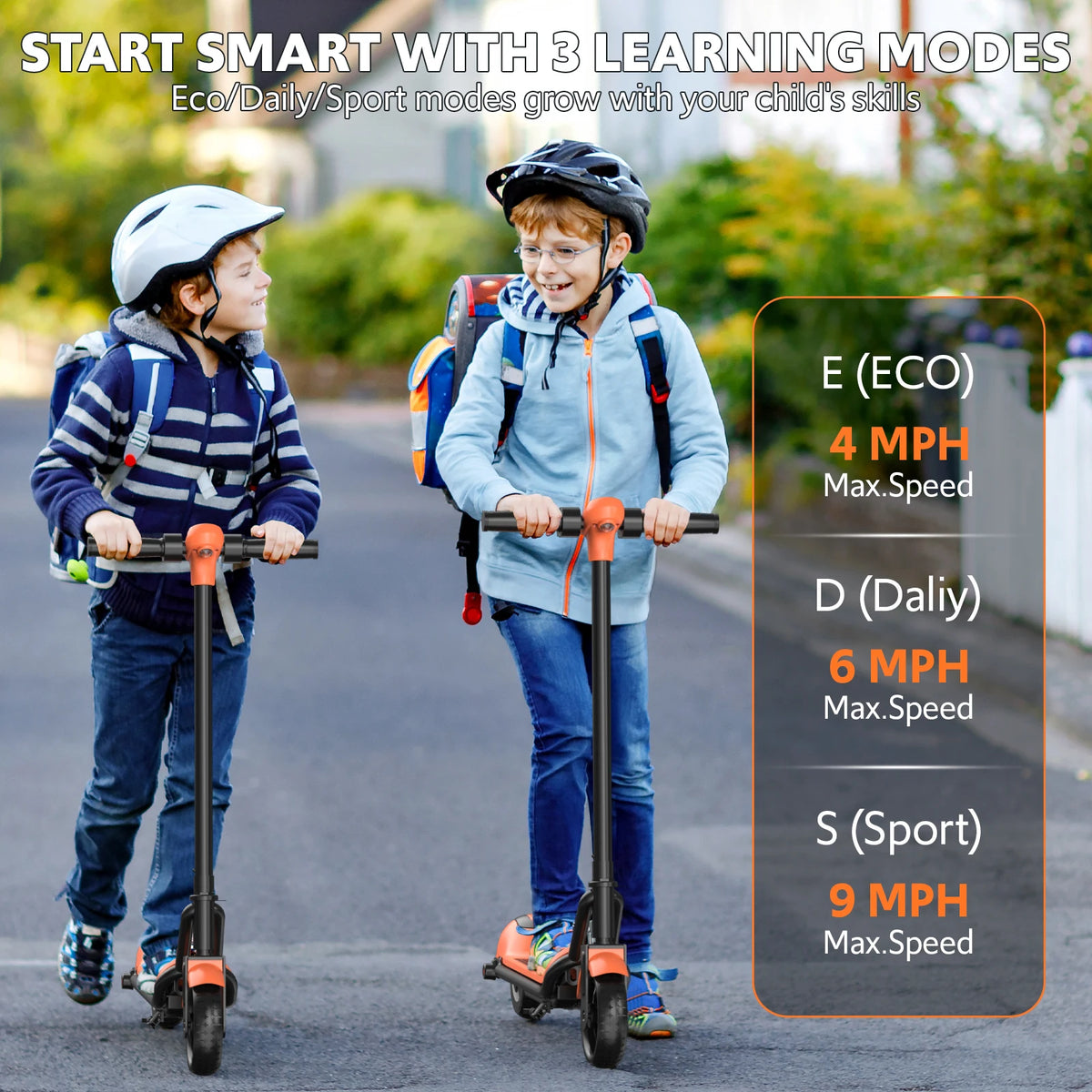 Osboo Kids Electric Scooter Bluetooth LED Lights 9Mph 110W Motor