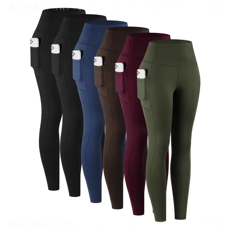 Women High Waist Cotton Modal Six Pockets Workout Yoga Leggings