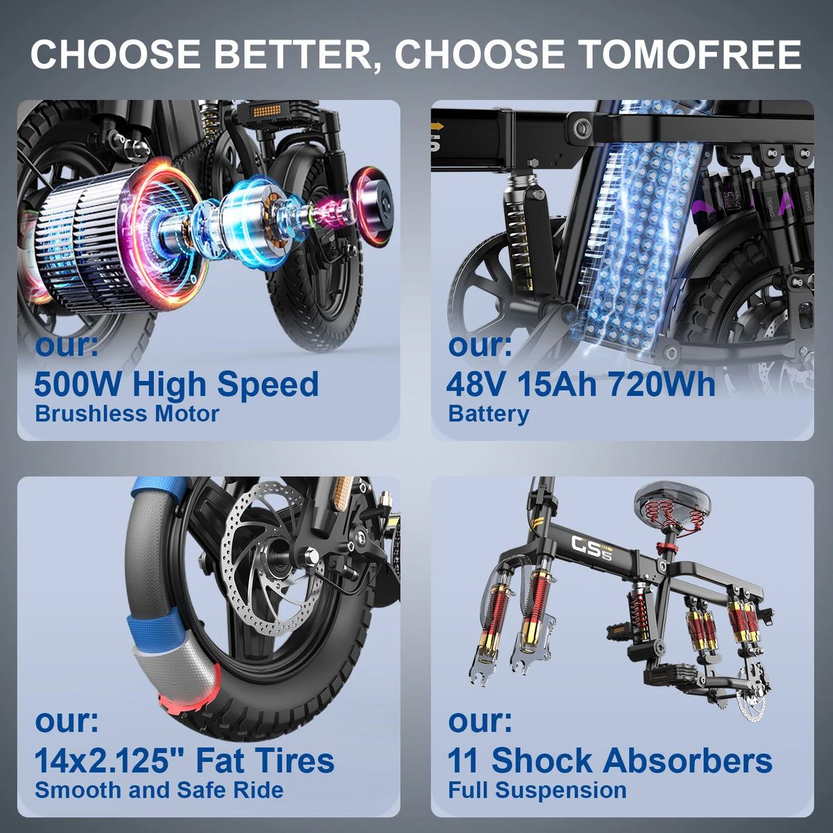 UPlee GS5 Electric Bike Featuring Shock Absorbers And Removable Battery