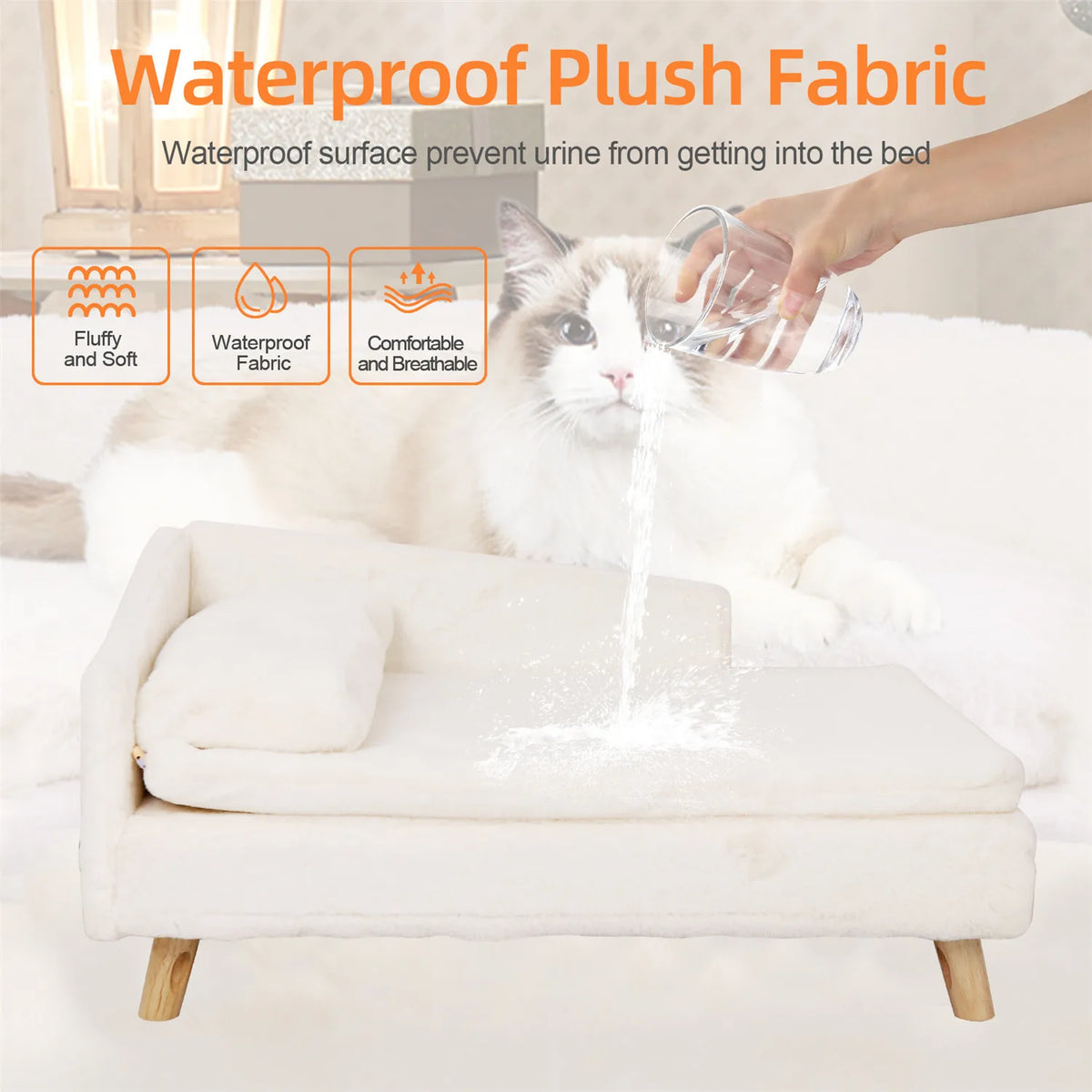 Bingopaw Raised Waterproof Pet Sofa Plush Cushion Elevated Design