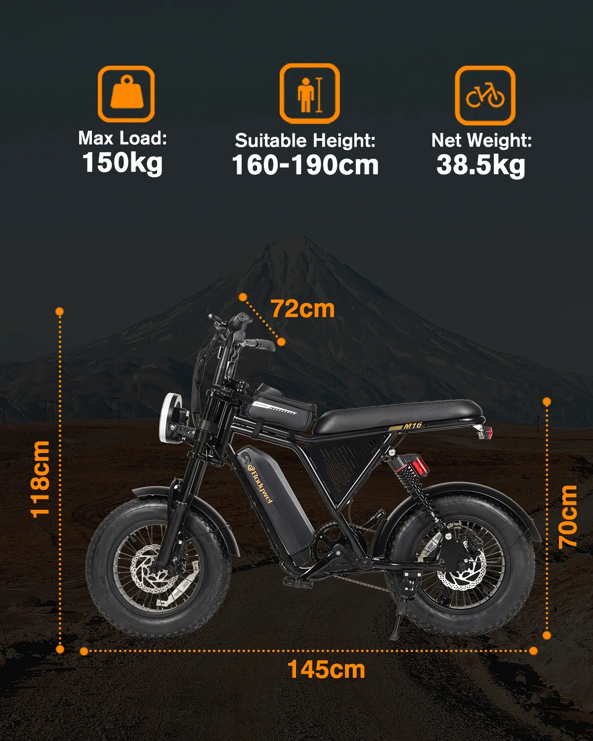 Bodywel 48V Fat Tire Electric Bike For Adults All Terrain