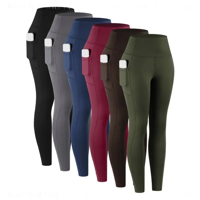 Women High Waist Cotton Modal Six Pockets Workout Yoga Leggings