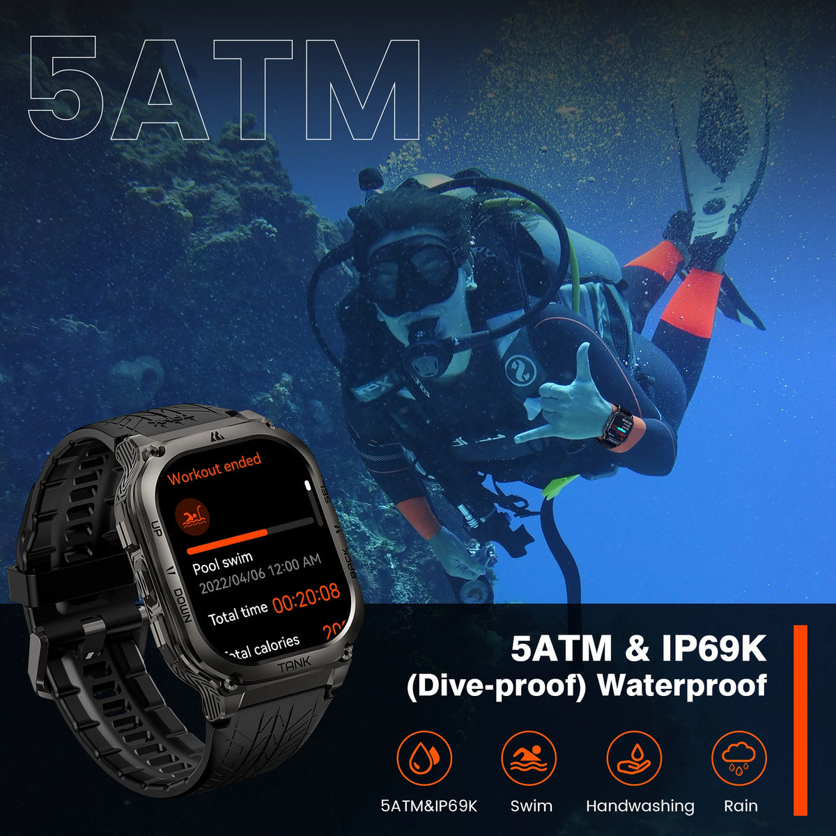 KOSPET TANK M3 Smartwatch With Fitness Tracking And Bluetooth