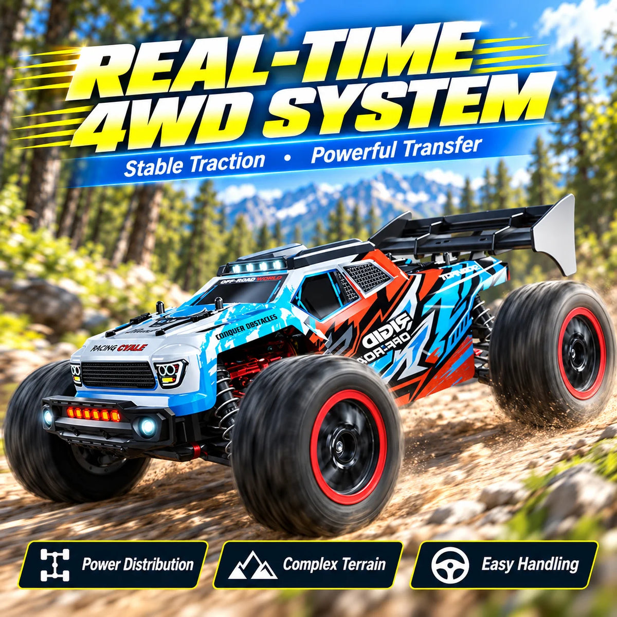 Znlyrion High Speed Brushless RC Truck With LED Headlights
