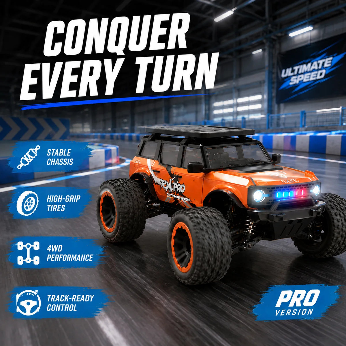 ZNLYRION 4WD RC Truck With Independent Suspension And LED Lights