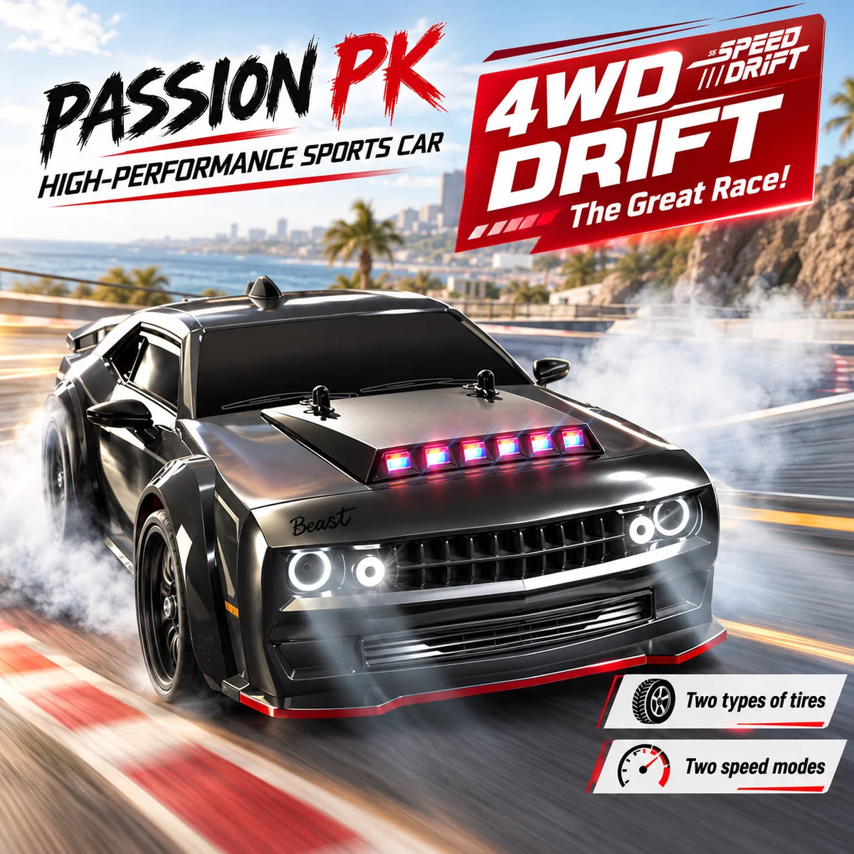 ZNLYRION Brushless 4WD Remote Control Drift Racing Car With Lights