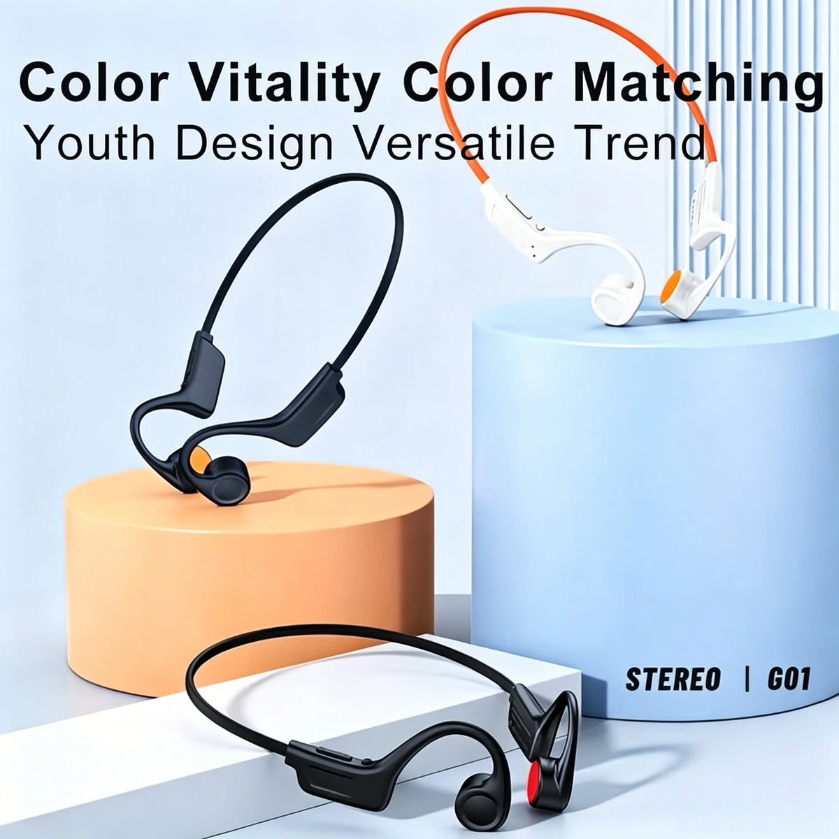 Open Ear Bone Conduction Bluetooth Headphones With Mic For Sports