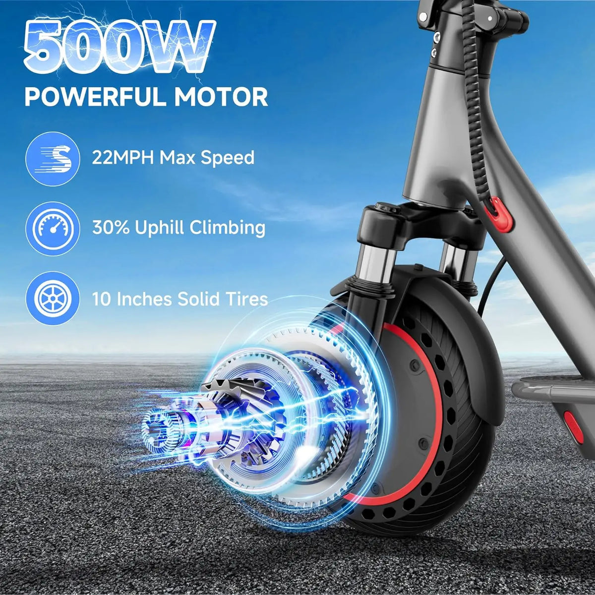 AOVOPRO 500W Foldable Electric Scooter Featuring App Controlled Dual Braking