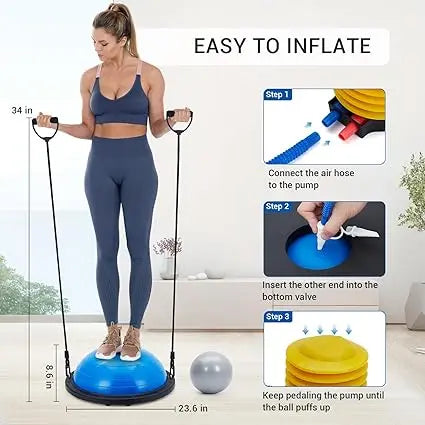 Professional Half Exercise Ball With Pump And Resistance Bands