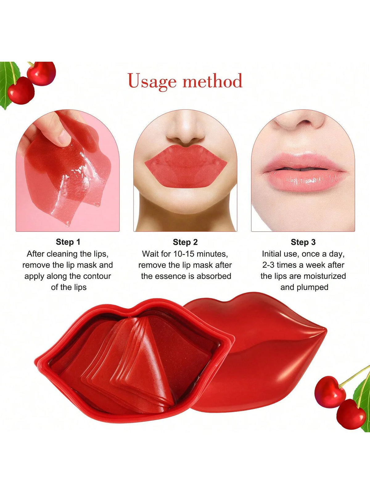 YOCITY Cherry Collagen Lip Mask Patches For Deep Hydration Repair