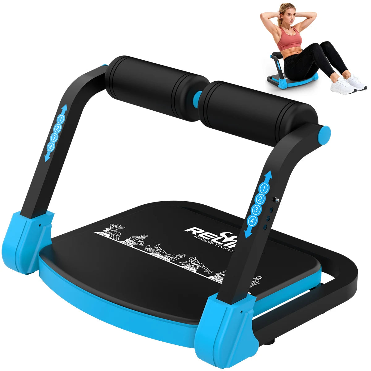 Relife Automatic Rebound Sit Up Machine Foldable Adjustable Core Trainer