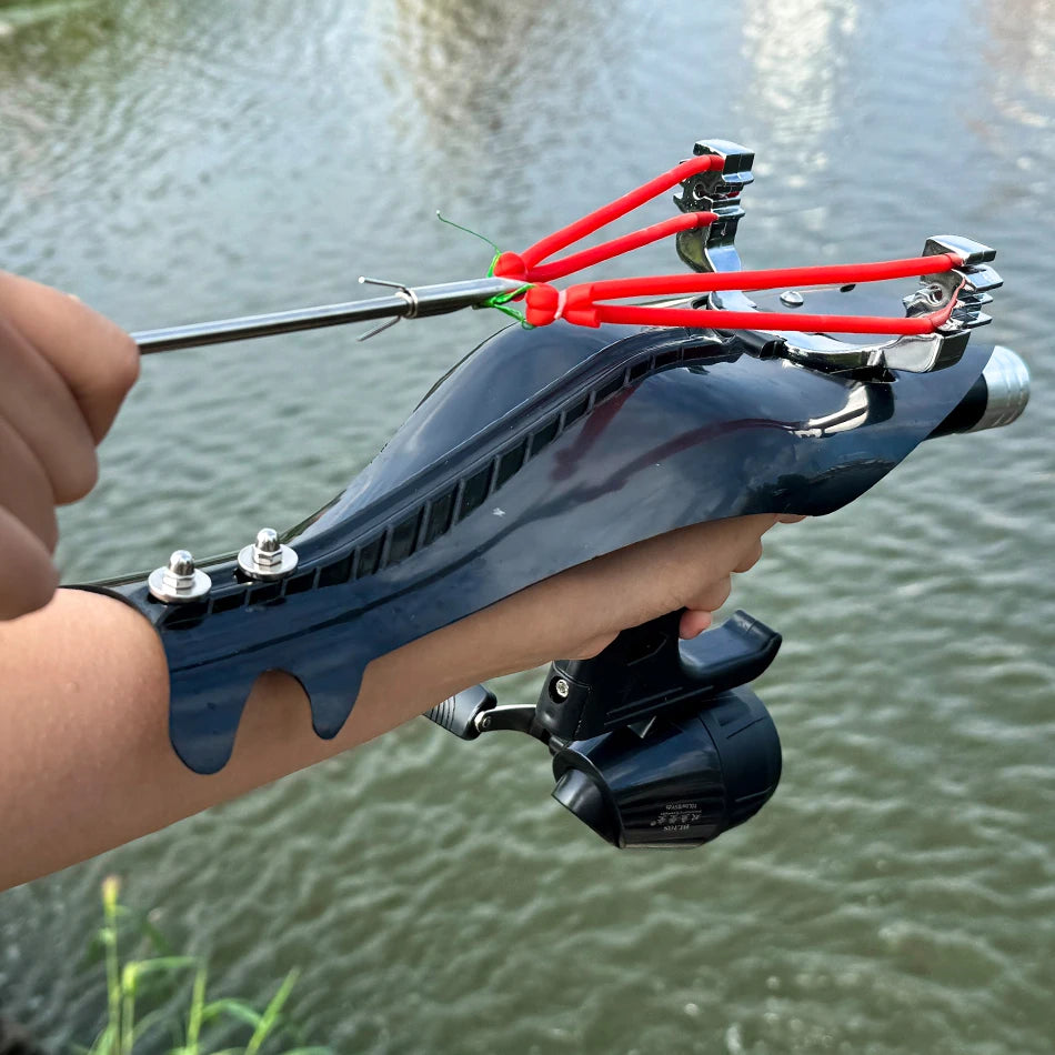 Precision Metal Slingshot With Protective Plate And Reel For Hunting