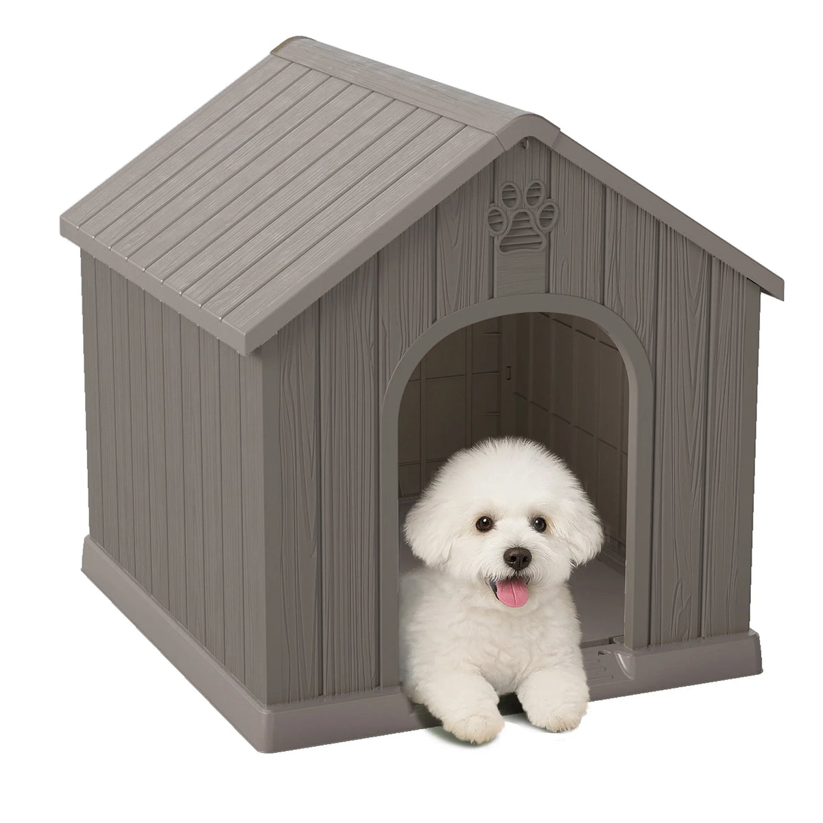 Weather Resistant Plastic Dog House For Outdoor Patio Backyard
