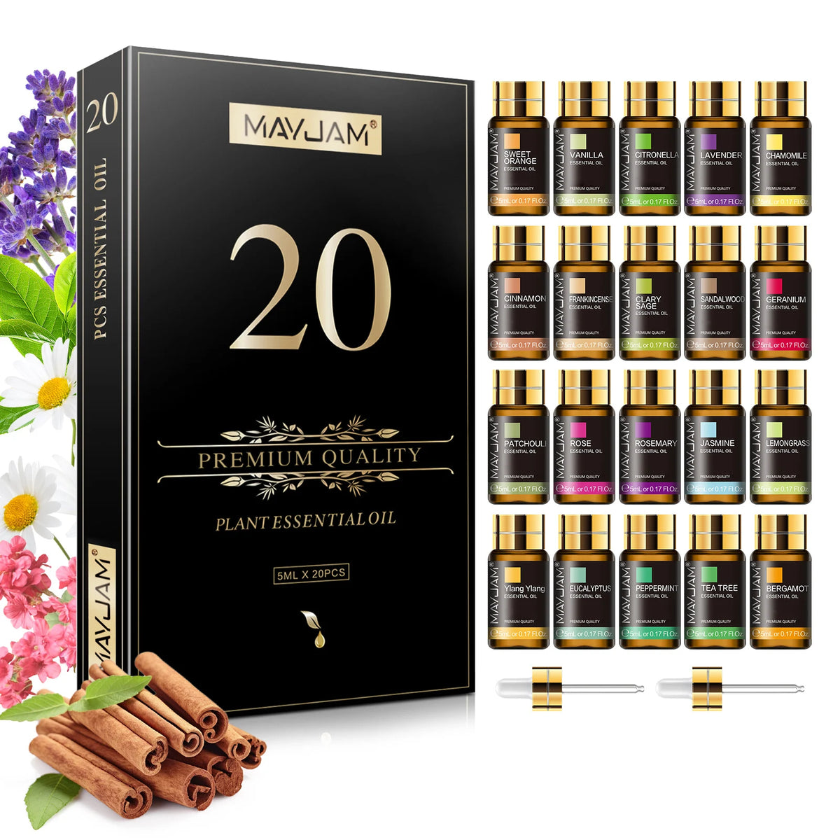 MAYJAM 20 Bottle Essential Oil Set with Gift Box