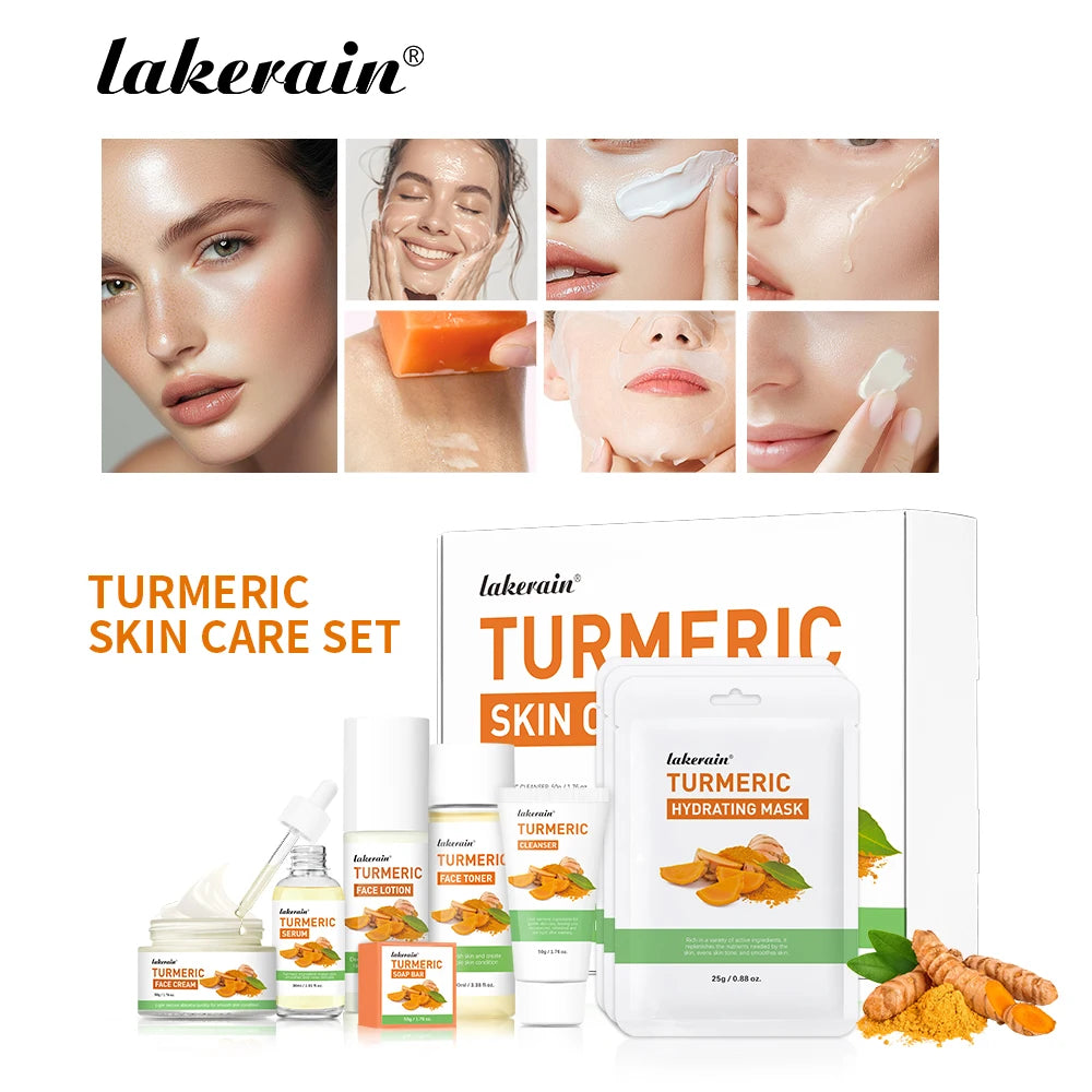 Lakerain Brightening Turmeric Skincare Cleanser Toner Serum And Cream Set