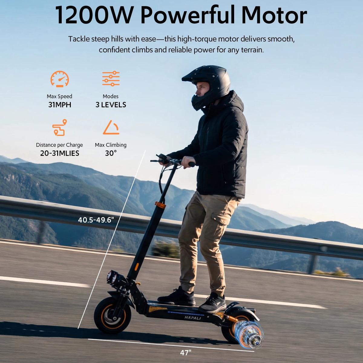 Osboo Off Road Electric Scooter With 1200W Motor And Brakes