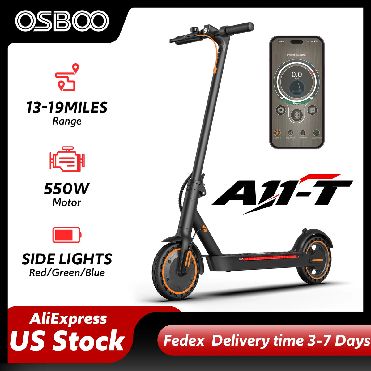 Osboo Foldable Electric Scooter For Adults With App Control