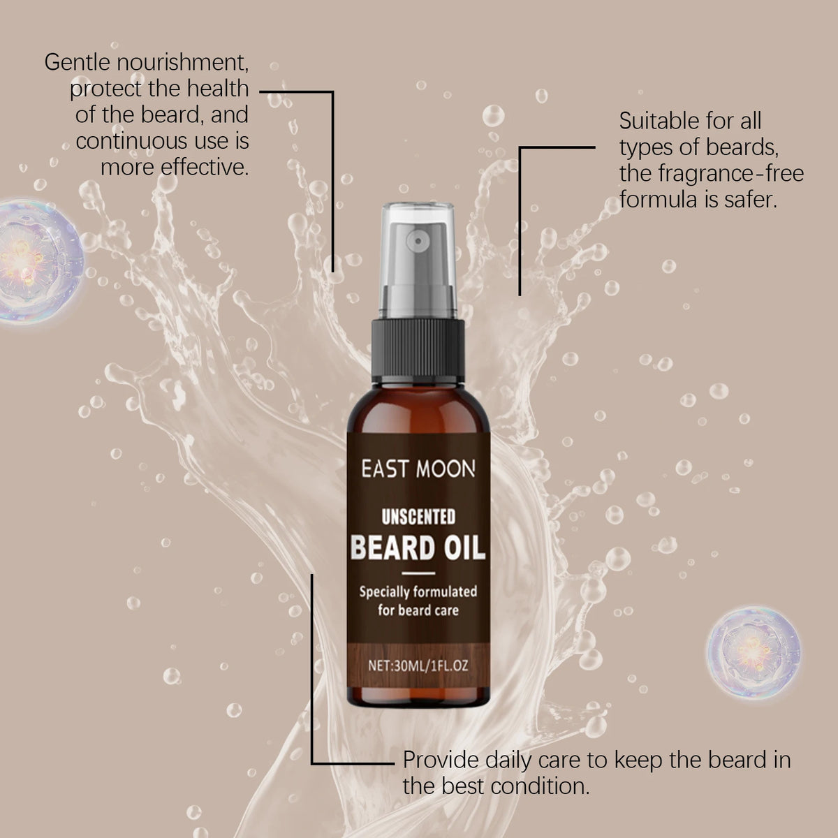East Moon Unscented Olive Oil Beard Care Oil Moisturizing
