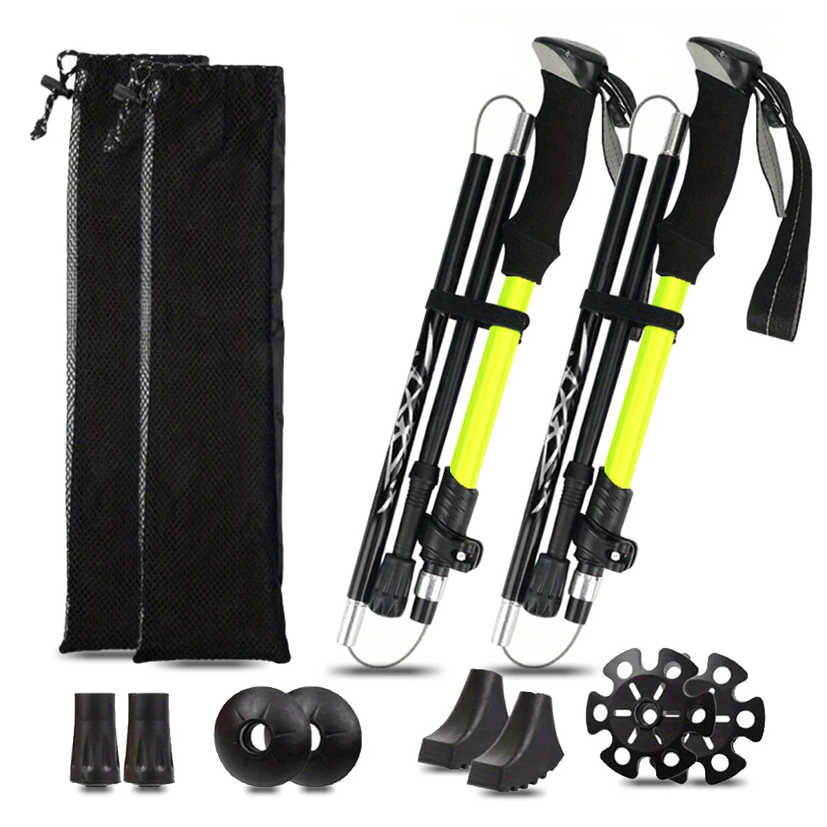 5 Section Aluminum Folding Trekking Pole With Carbon Steel Tip