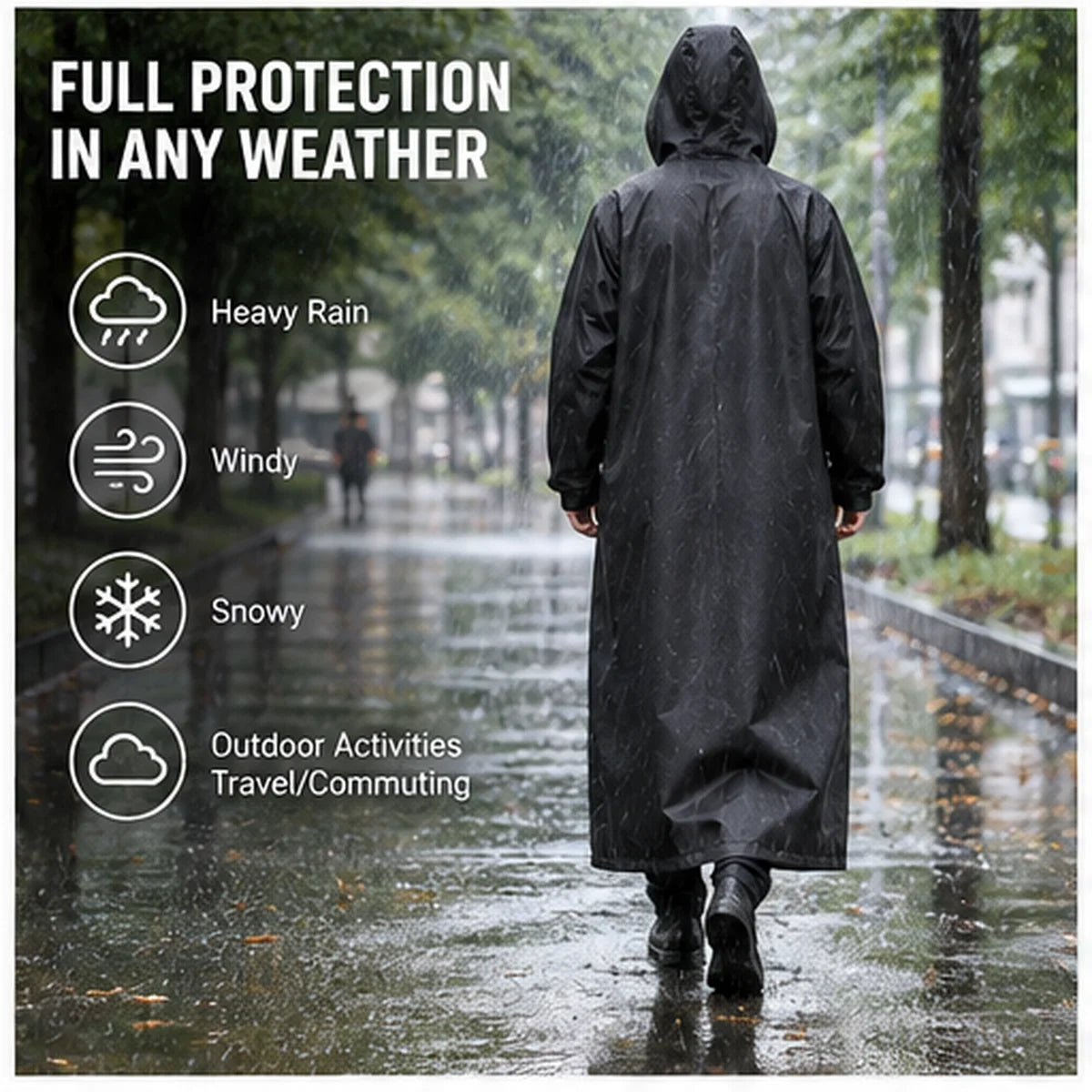 Unisex Heavy Duty Waterproof Raincoat With Durable Windproof Shell