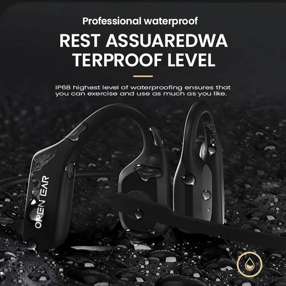 Wireless Bone Conduction Bluetooth Headset With Dual Noise Cancelling Mic