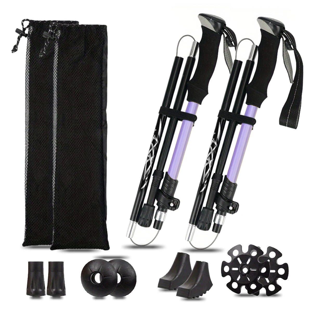 5 Section Aluminum Folding Trekking Pole With Carbon Steel Tip