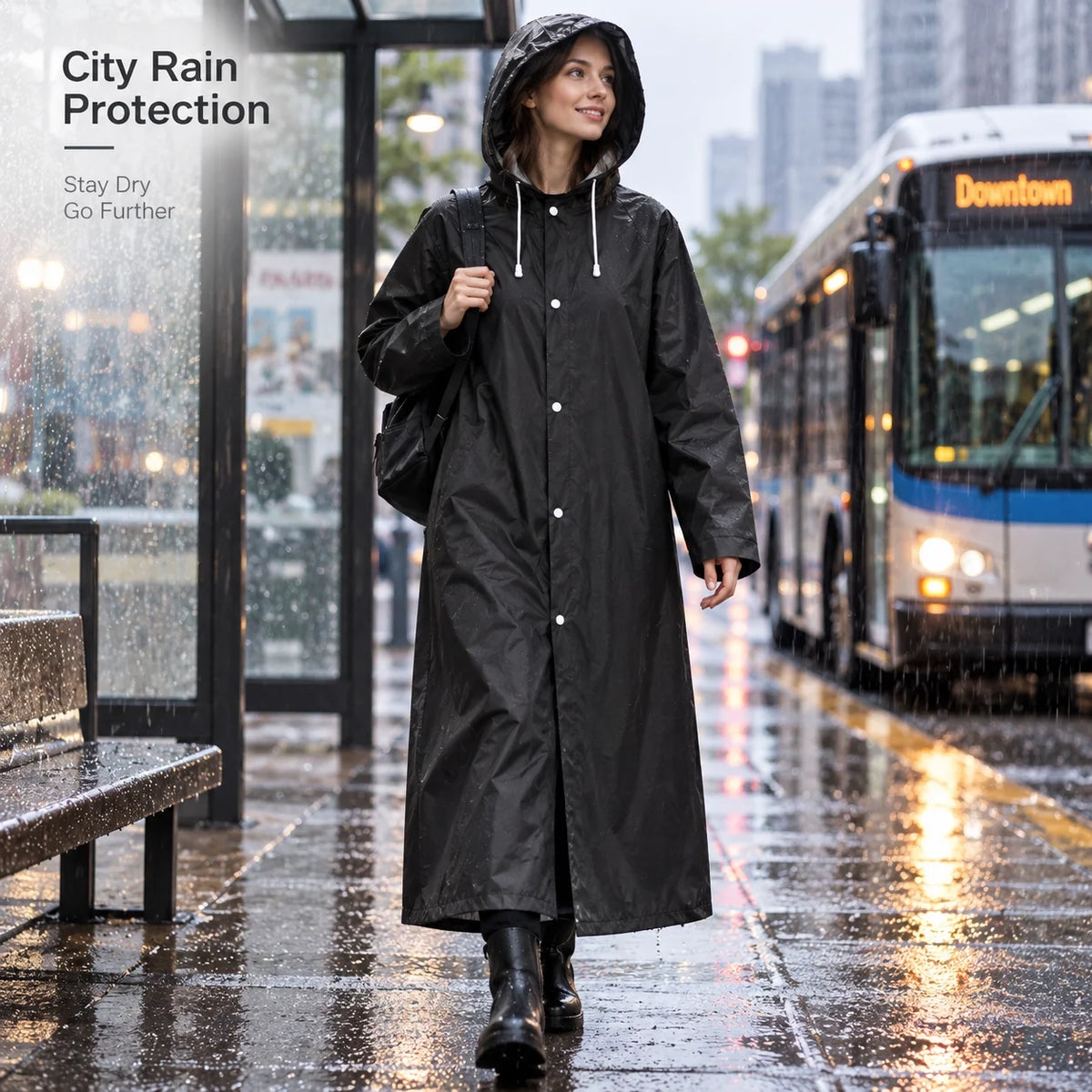Unisex Heavy Duty Waterproof Raincoat With Durable Windproof Shell