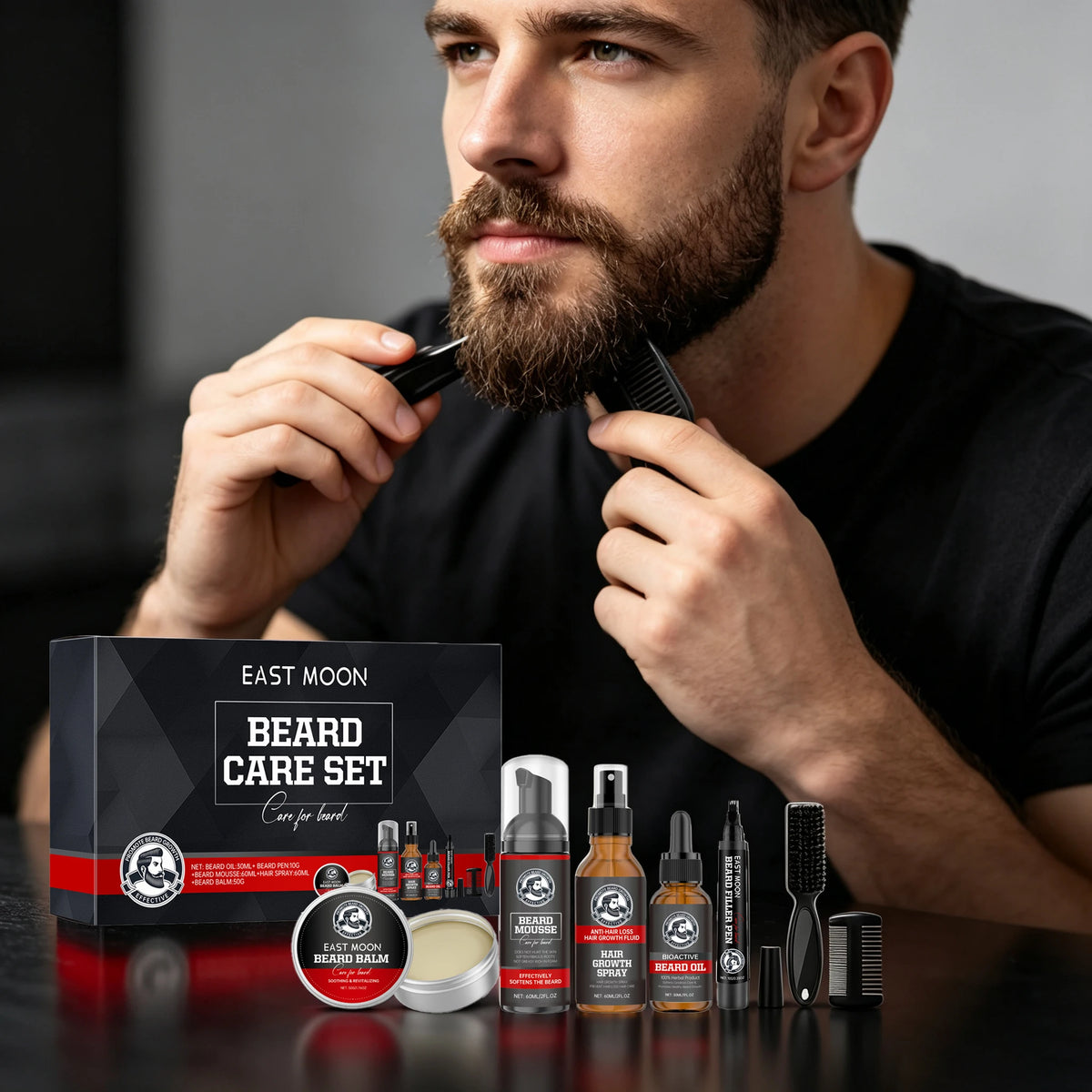 Men's Beard Care Set with Jojoba Oil Smoothness Repair Formula