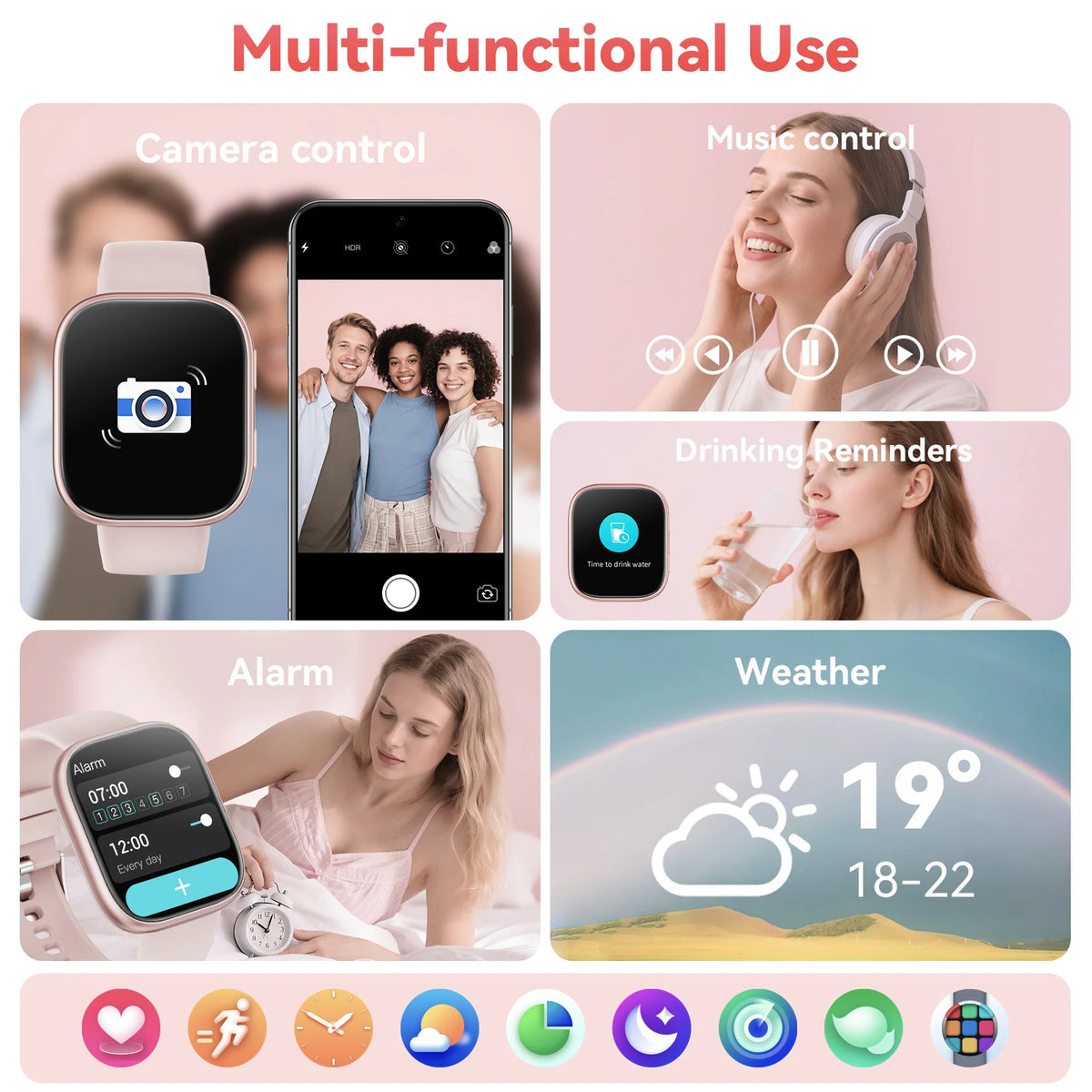 Waterproof Bluetooth Smartwatch With Heart Rate Monitor And Sport Modes