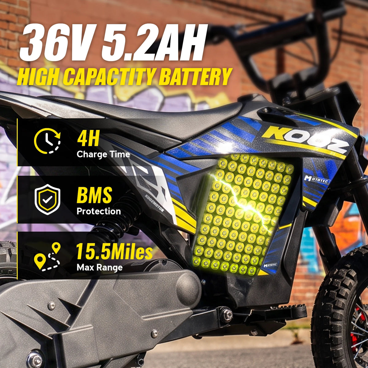 KOOZ Kids Electric Dirt Bike With Powerful 750W Motor Engine