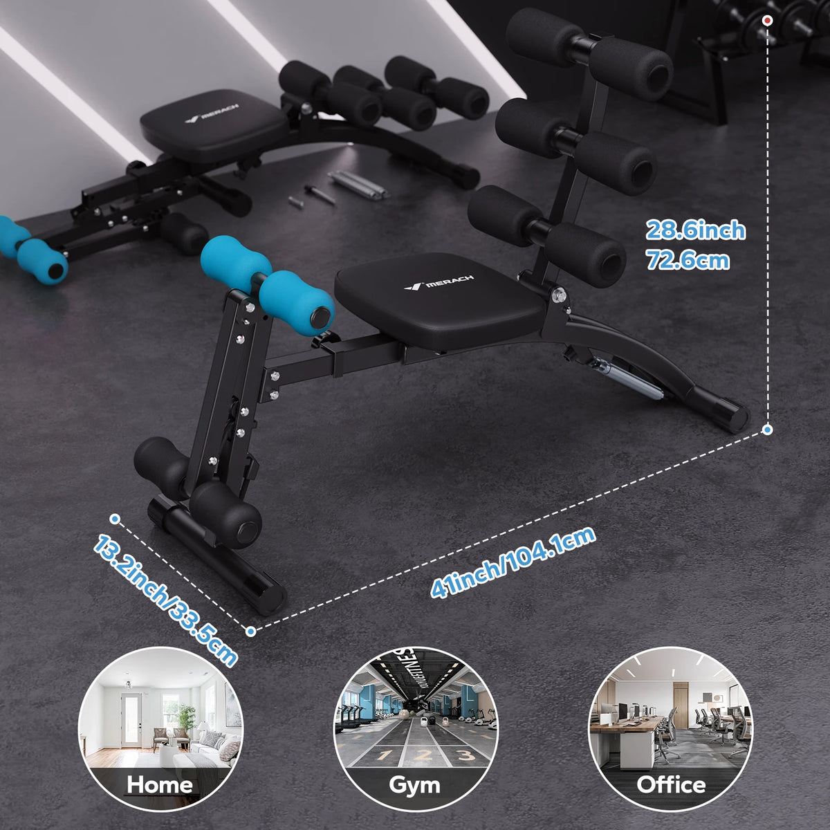 Merach Adjustable Ab Machine Multifunctional Workout Bench