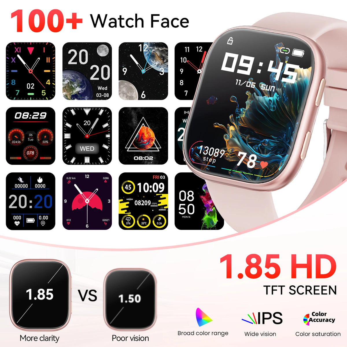 Waterproof Bluetooth Smartwatch With Heart Rate Monitor And Sport Modes