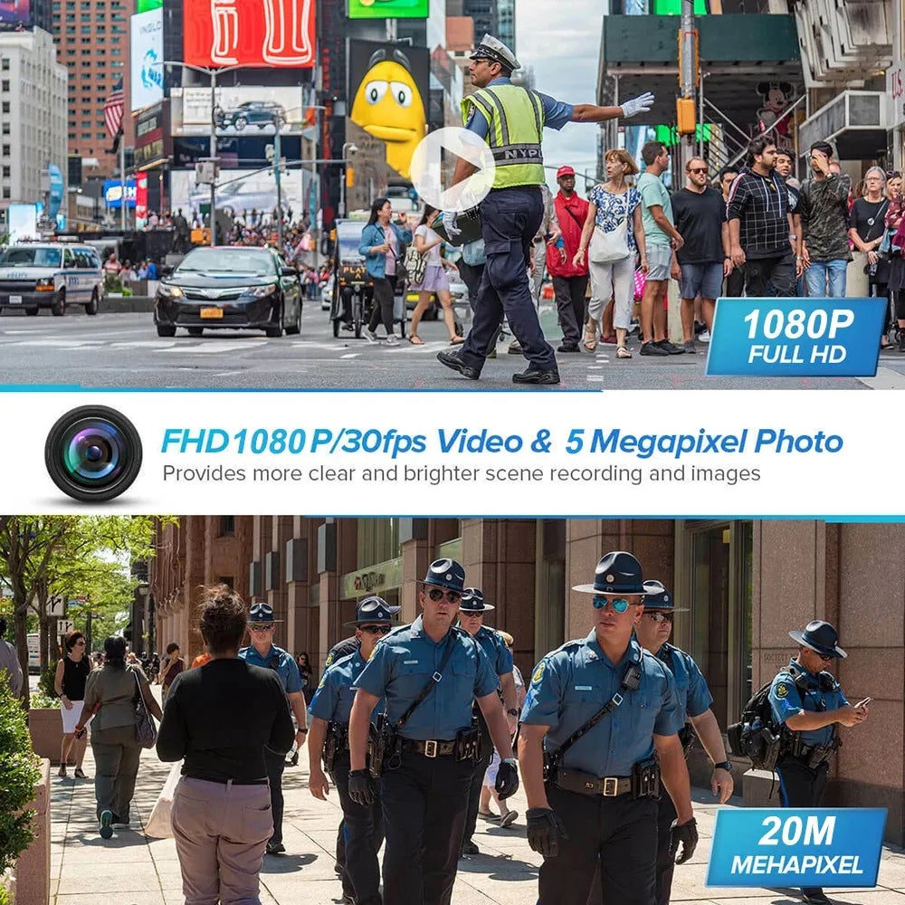 1080P HD WiFi Body Camera With Screen And Night Vision