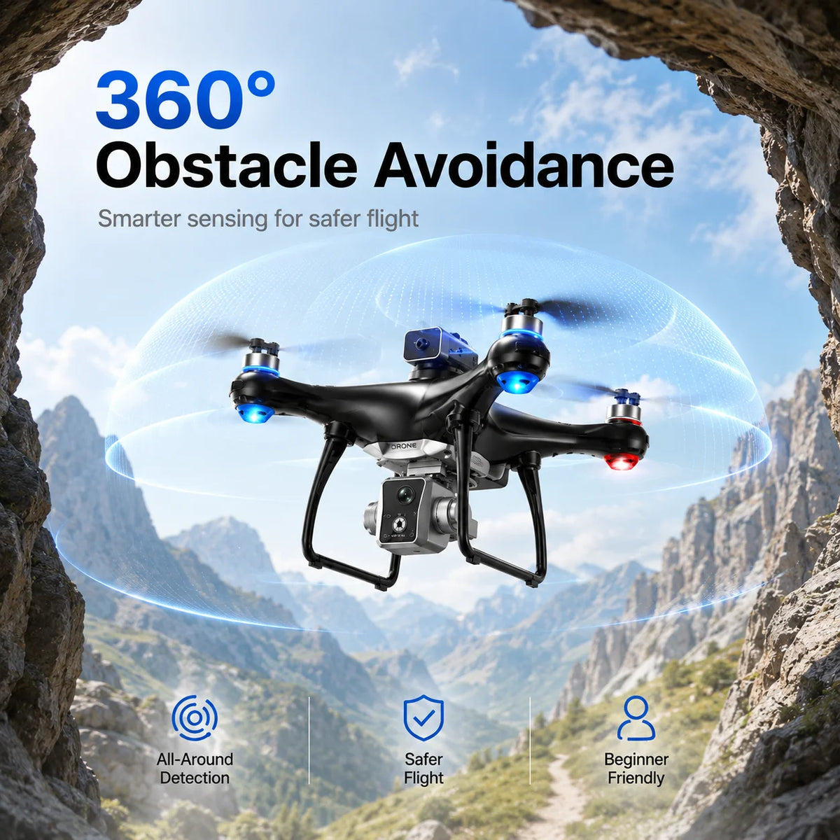ZNLYRION Brushless Drone With Dual Camera And 360 Obstacle Avoidance